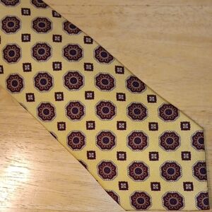 Alan Flusser Yellow and Brown Geometric Floral *PRINT* Tie